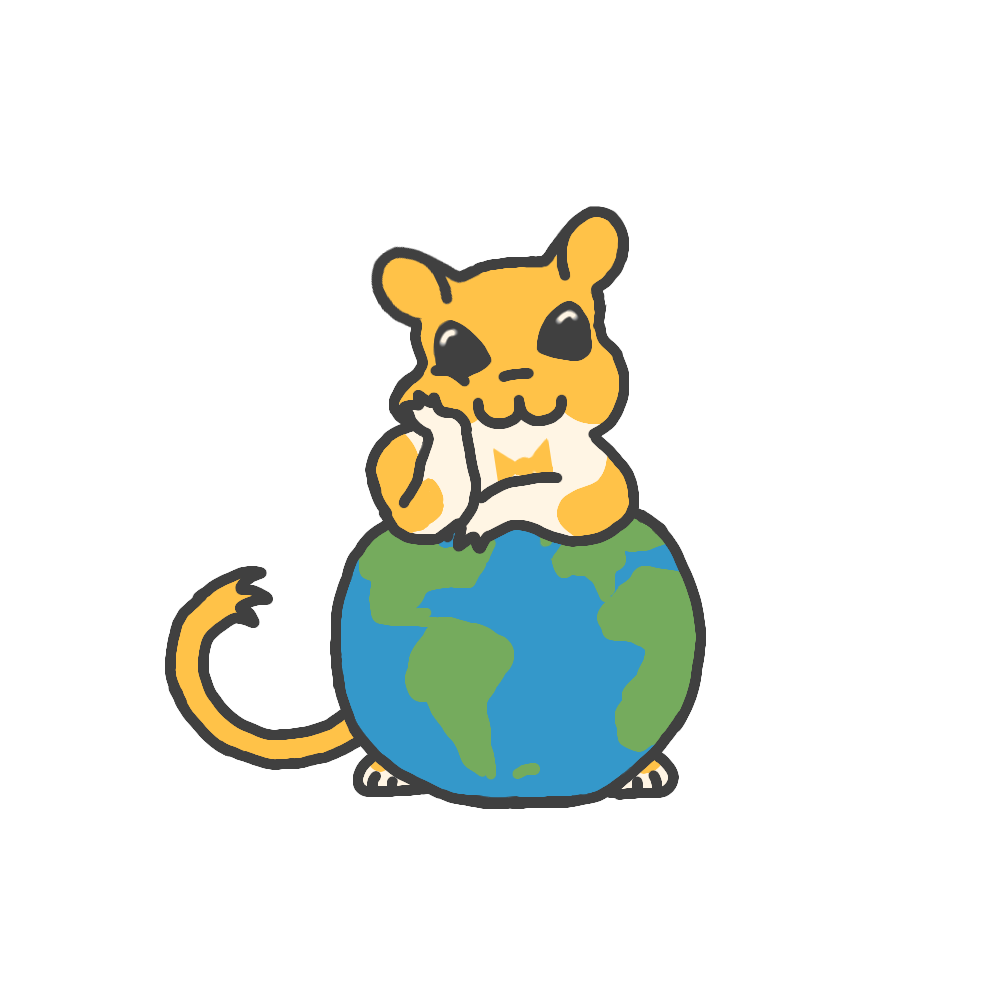 Meri the business gerbil leans back on a stack of coins